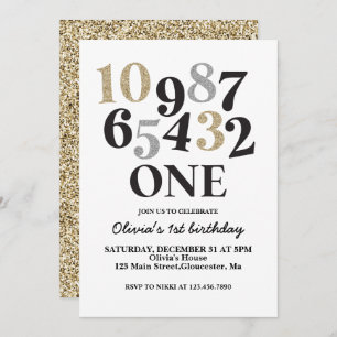 New Years Eve Countdown First Birthday Invitation