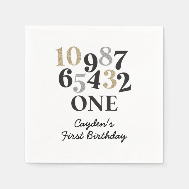 New Years Eve Countdown First Birthday Napkins (Front)