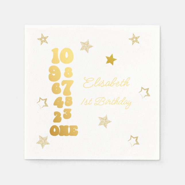 New Years Eve Countdown First Birthday Napkins (Front)