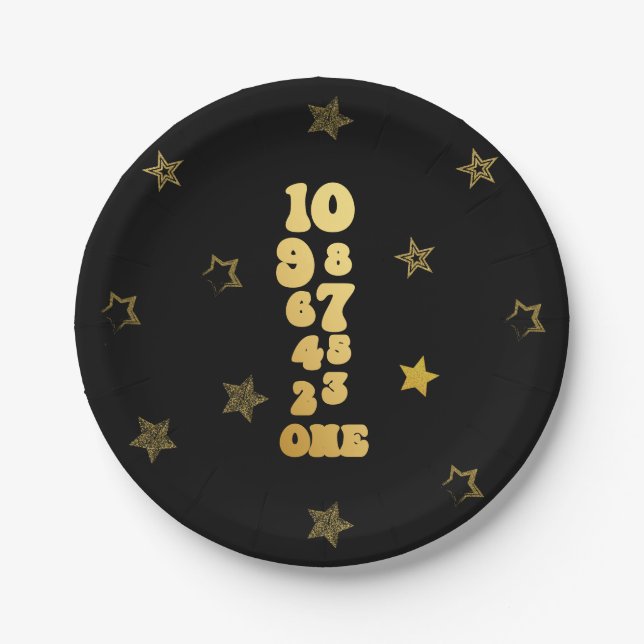 New Years Eve Countdown First Birthday Paper Plates (Front)