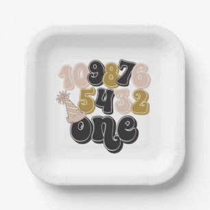 New Years Eve Countdown First Birthday Paper Plates