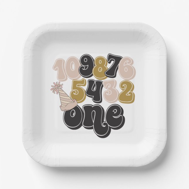 New Years Eve Countdown First Birthday Paper Plates (Front)