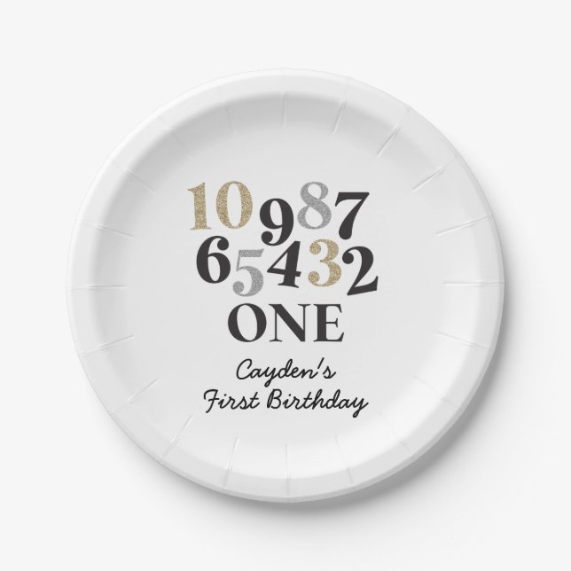 New Years Eve Countdown First Birthday Paper Plates (Front)