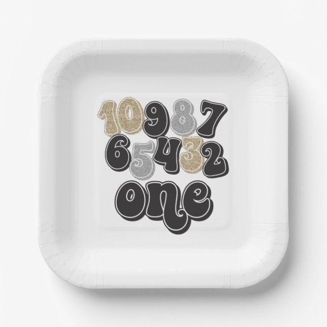 New Years Eve Countdown First Birthday Paper Plates (Front)
