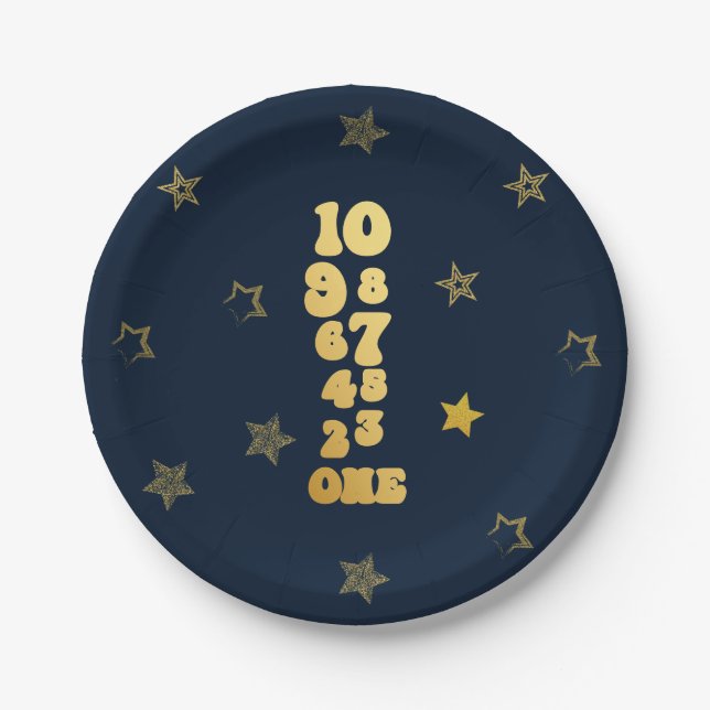 New Years Eve Countdown First Birthday Paper Plates (Front)