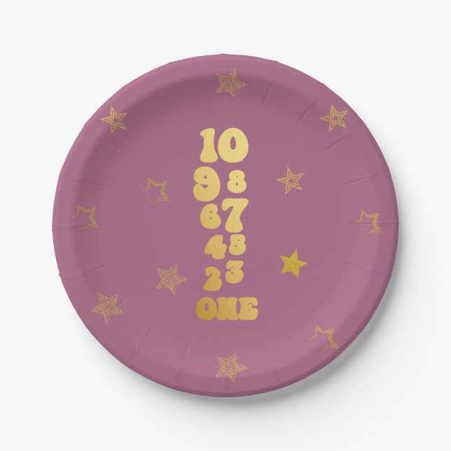 New Years Eve Countdown First Birthday Paper Plates (Front)