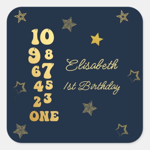 New Years Eve Countdown First Birthday Square Sticker