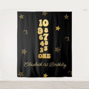 New Years Eve Countdown First Birthday Tapestry