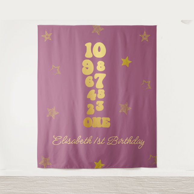 New Years Eve Countdown First Birthday Tapestry (Front)