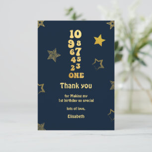 New Years Eve Countdown First Birthday Thank You Card