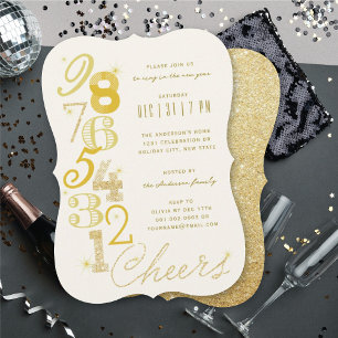 New Year's Eve Countdown Glitter Holiday Party Invitation