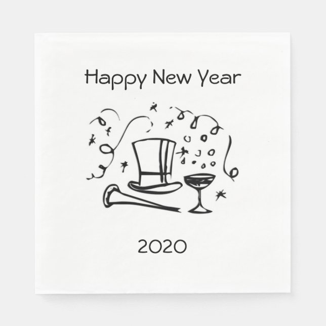 New Years Eve Dated Paper Napkins (Front)