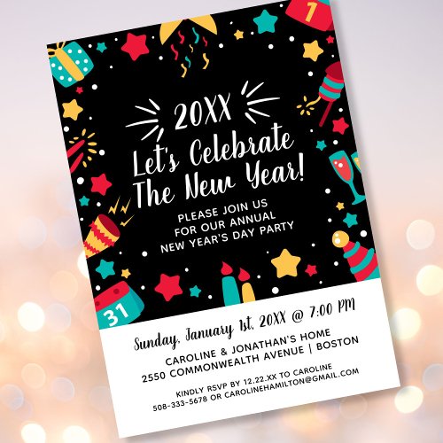 New Years Eve Day Party Celebrate 2018 Festive Invitation