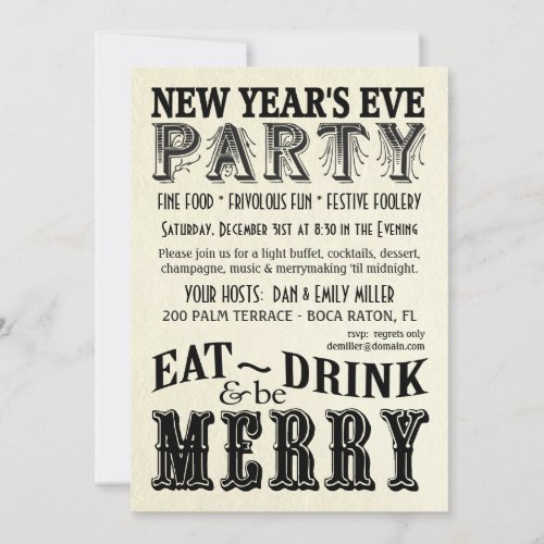 New Years Eve _ Eat Drink Be Merry Invitations