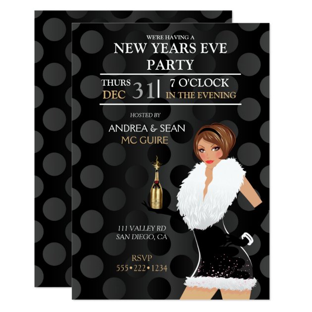 New Years Eve Fashion Girl Holiday Dress Invitation