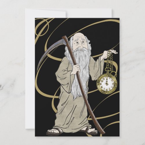 New Years Eve Father Time and His Clock Invitation