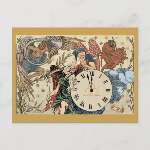 New Years Eve Father Time Postcard