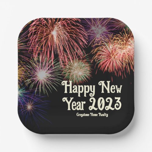 New Years Eve Fireworks Custom Company Party Paper Plates