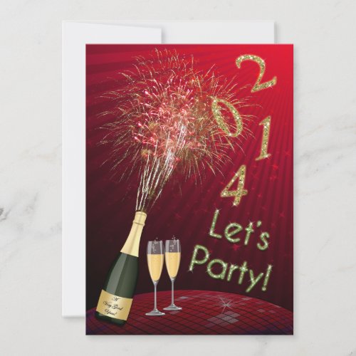 New Years Eve Fireworks Lets Party Invitation