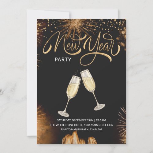 New Years Eve Fireworks New Year Invitation