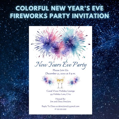 New Years Eve Fireworks Party Invitation