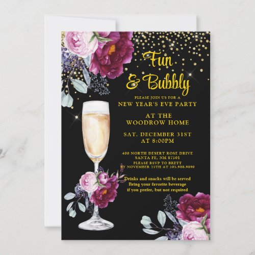New Years Eve Gold Black Party Invitation 