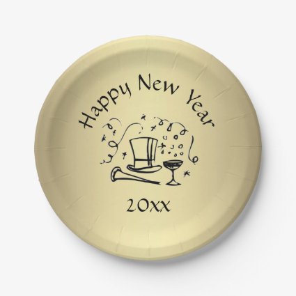 New Years Eve Gold Dated Paper Plate