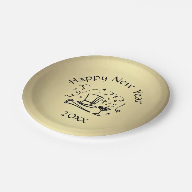 New Years Eve Gold Dated Paper Plates (Angled)