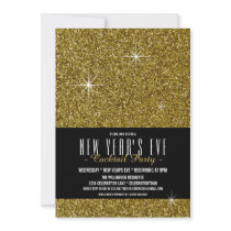 New Year's Eve Gold Glitter Party Invitation