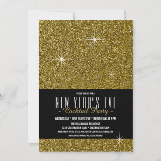 New Year's Eve Gold Glitter Party Invitation