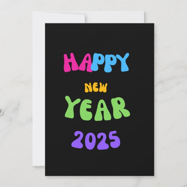 NEW YEARS EVE GREETINGS 2025 Colorful card (Front)