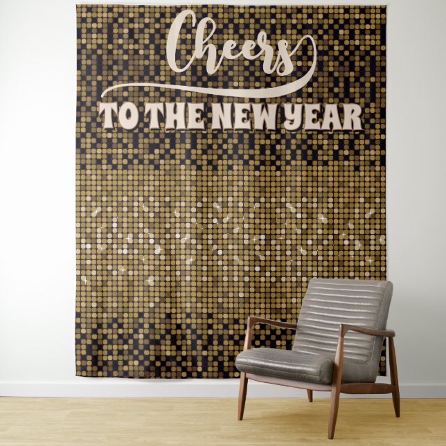 New Year's Eve Groovy Disco Photo Prop Backdrop (In Situ)