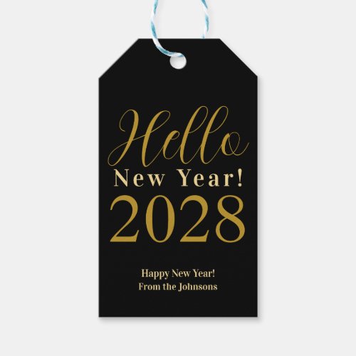 New Years Eve Happy New Year Black Gold Gift Tags