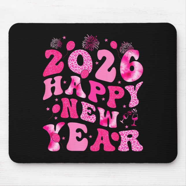 New Year's Eve Hello 2026 Groovy Family Matching C Mouse Pad (Front)