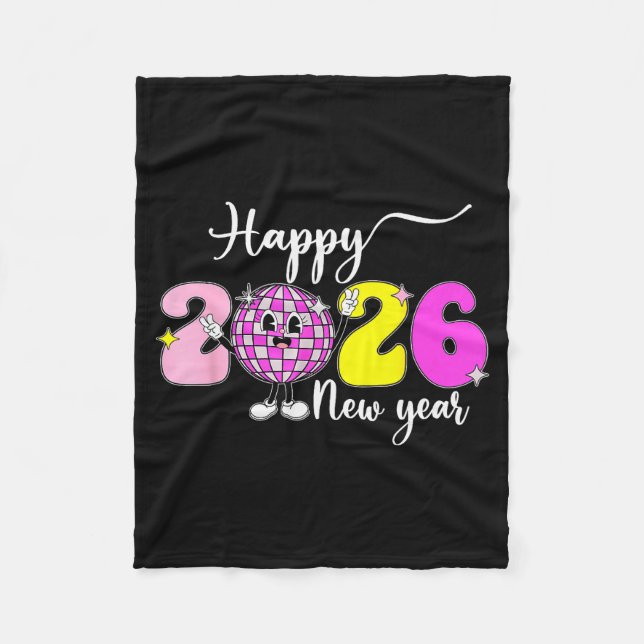 New Year's Eve Hello 2026 Happy New Year 2026 Disc Fleece Blanket (Front)