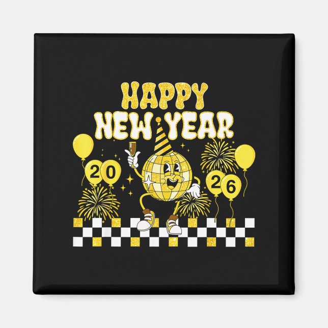 New Year's Eve Hello 2026 Happy New Year 2026 Disc Magnet (Front)