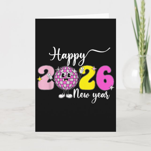 New Years Eve Hello 2026 Happy New Year 2026 Disco Card (Front)