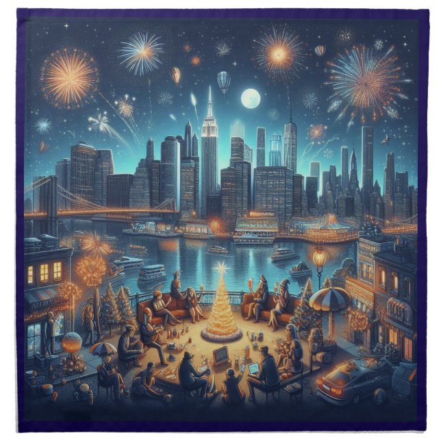 New Year's Eve in New York City Cloth Napkin (Front)