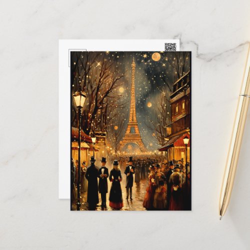 New Years Eve in Paris Holiday Postcard