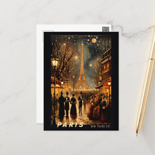New  Years Eve in Paris Postcard