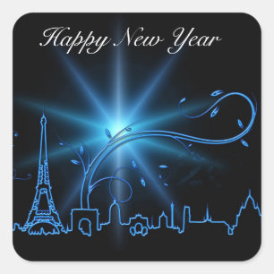 New Year's eve in Paris Square Sticker
