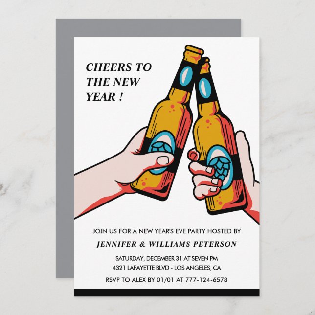 New year's eve invitation Beer Merry (Front/Back)