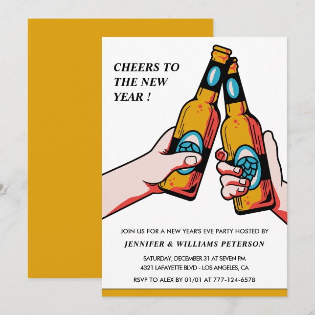 New year's eve invitation Beer Merry (Front/Back)
