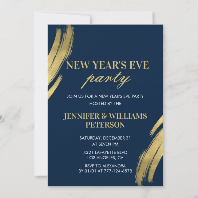 New year's eve invitation Navy (Front)