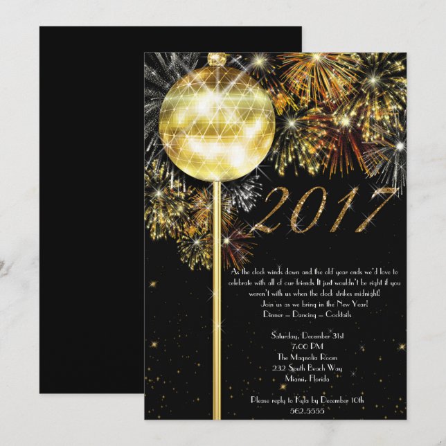 New Year's Eve Invitation, New Year's Eve Invitation (Front/Back)