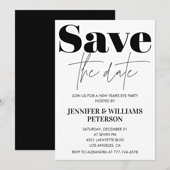 New year's eve invitation Save the date (Front/Back)