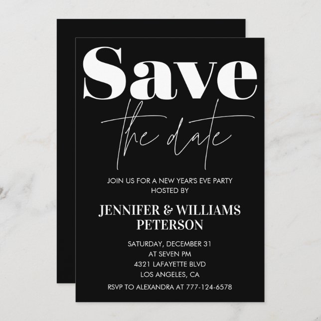 New year's eve invitation Save the date (Front/Back)