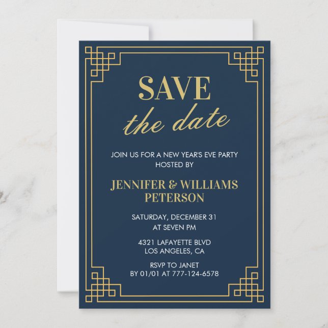 New year's eve invitation Save the date Navy (Front)