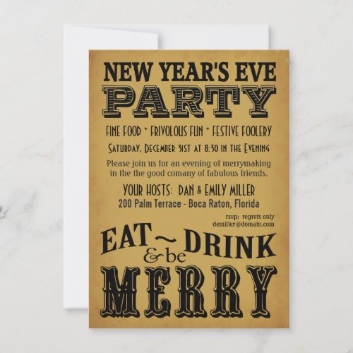 New Years Eve Invitations Vintage Playbill
