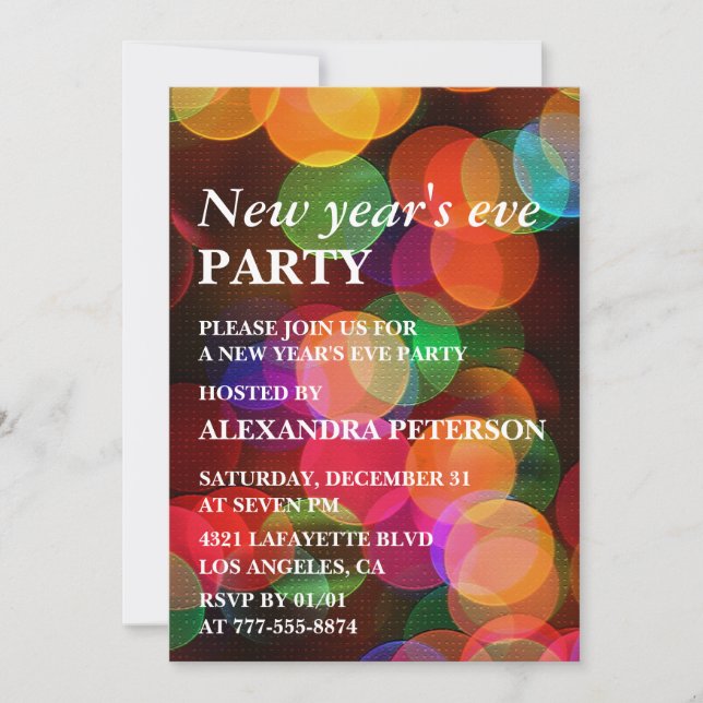 New year's eve invite Colorful Confetti Sparkle (Front)